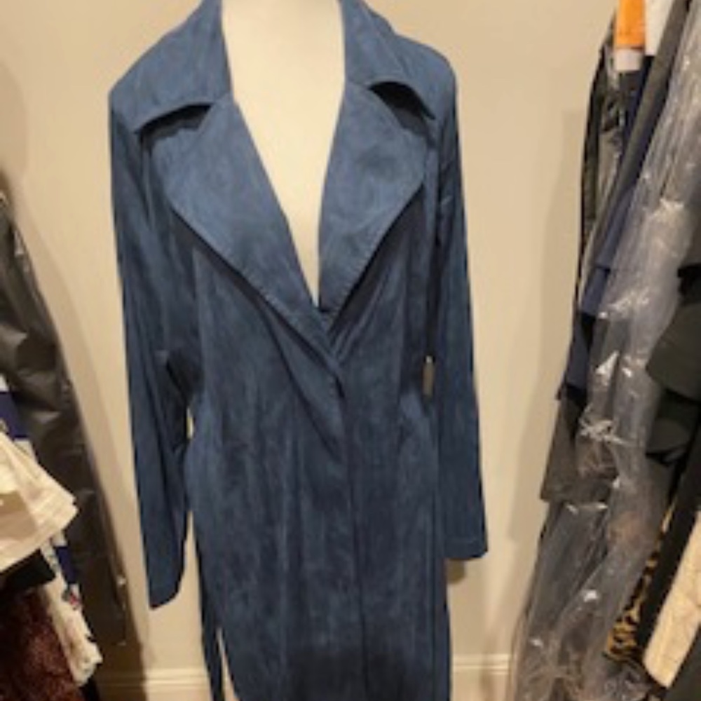 NWT- Long suede belted trench coat